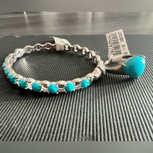 blue stone set ring and bracelet